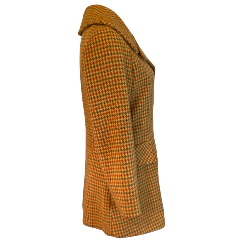 Houndstooth Double-Breasted Wool Coat Jacket Vintage - Picture 8 of 10